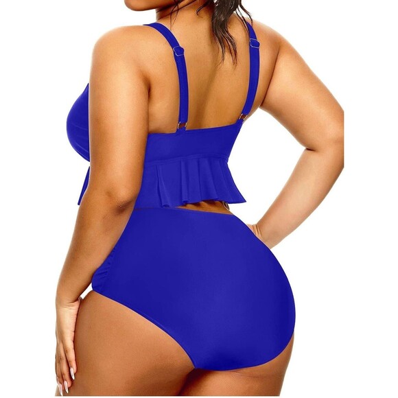 Daci Women Two Piece Swimsuit High Waisted Bikini Set Ruffle (255) - Picture 2 of 6